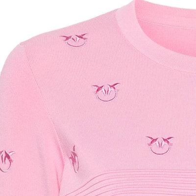 (W) PINKO SS24 泡泡糖粉色提花针织开衫。 102881A1LK-P44 Sizing (W) PINKO SS24 泡泡糖粉色提花针织开衫。 102881A1LK-P44