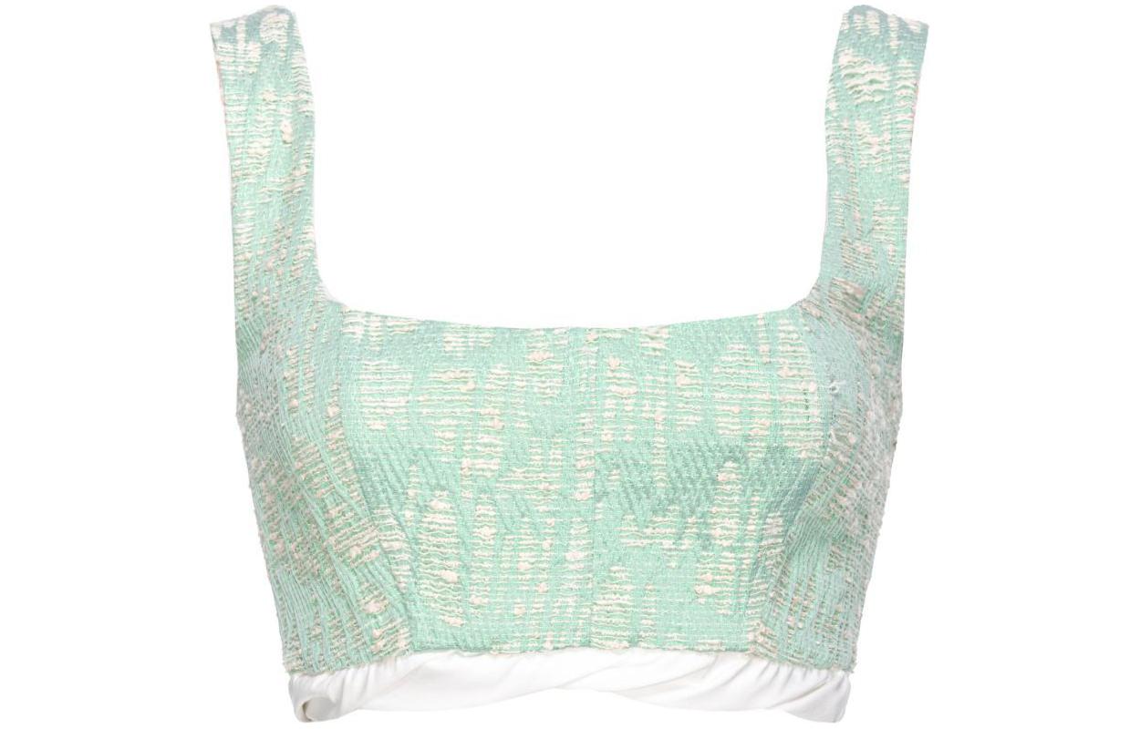 Order (W) PINKO SS24 자카드 패턴 스퀘어 넥 크롭탑 그린 103004A1NJ-SZ1