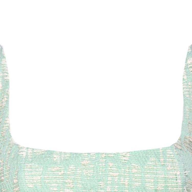 Purchase (W) PINKO SS24 자카드 패턴 스퀘어 넥 크롭탑 그린 103004A1NJ-SZ1