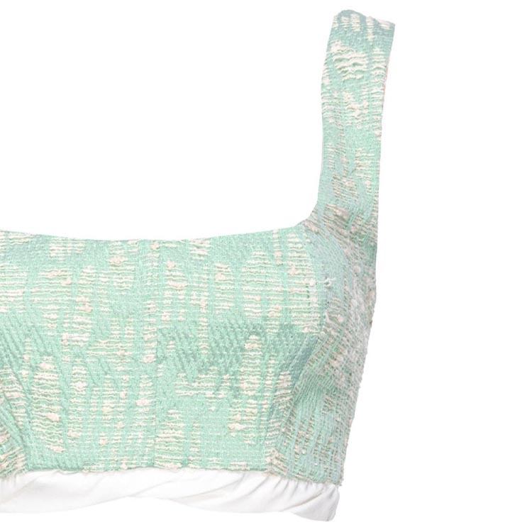 Cheap (W) PINKO SS24 자카드 패턴 스퀘어 넥 크롭탑 그린 103004A1NJ-SZ1