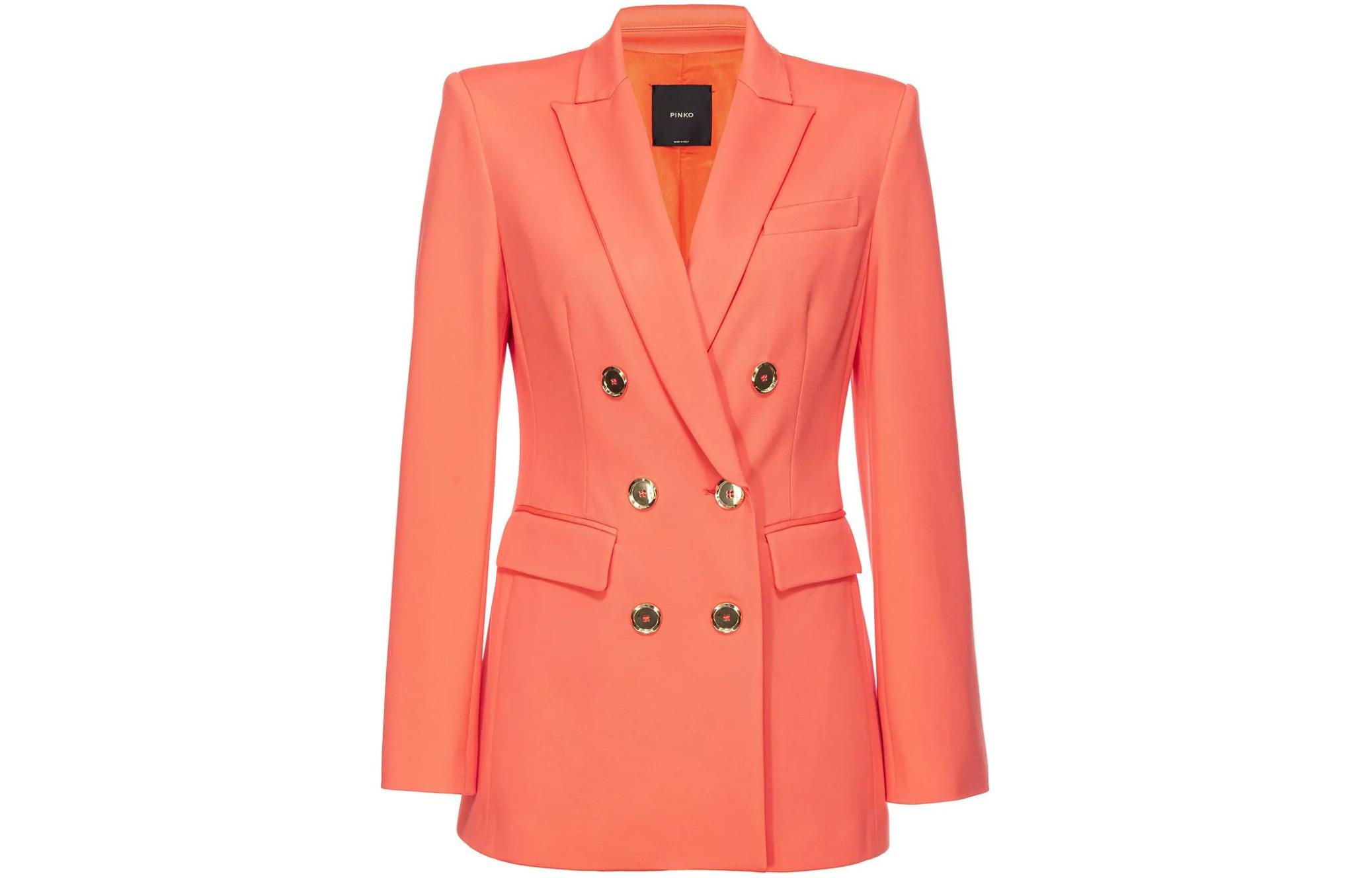 Order (W) PINKO SS24 橙色雙排扣西裝外套帶翻領設計。 100154A1L3-B02