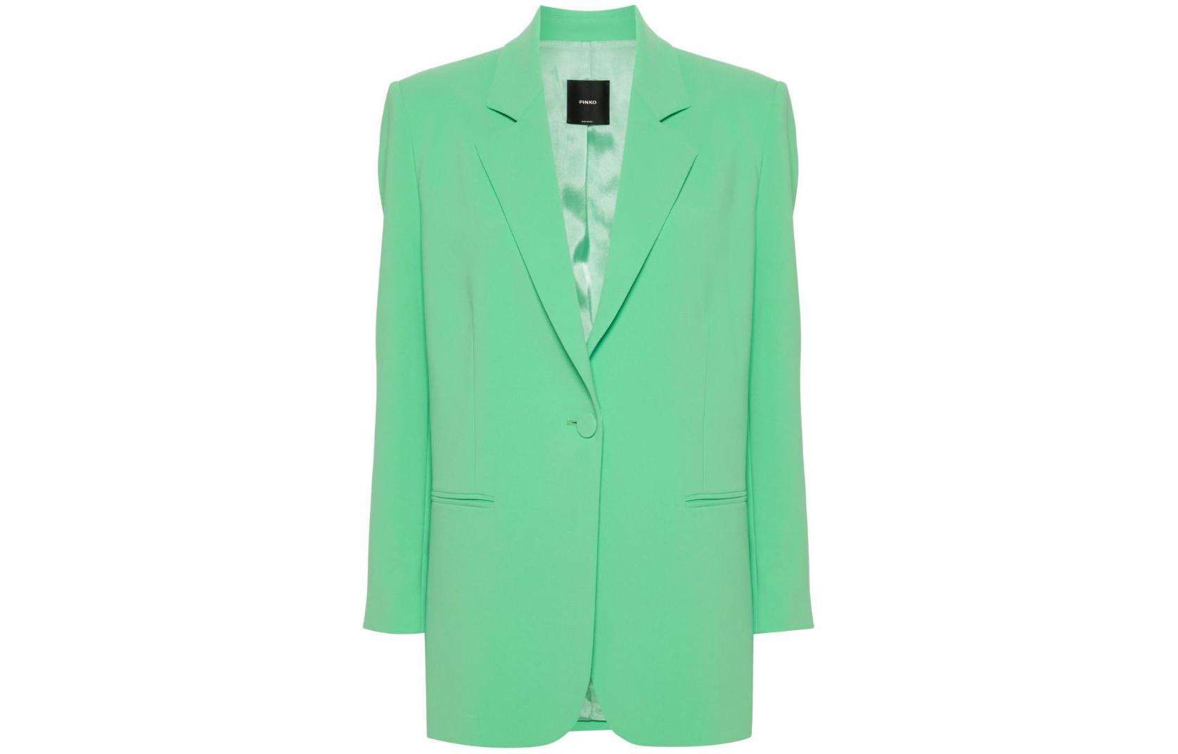 (Women) PINKO SS24  Oversized Single-Button Blazer in Solid Green. 102858A1L8-T38