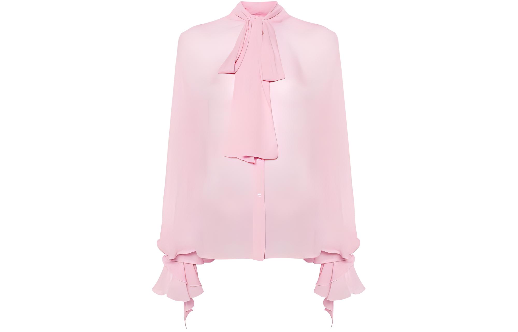 (Women) PINKO SS24  Pink Loose-Fit Long-Sleeve Shirt with Buttons 102788A1JZ-N98