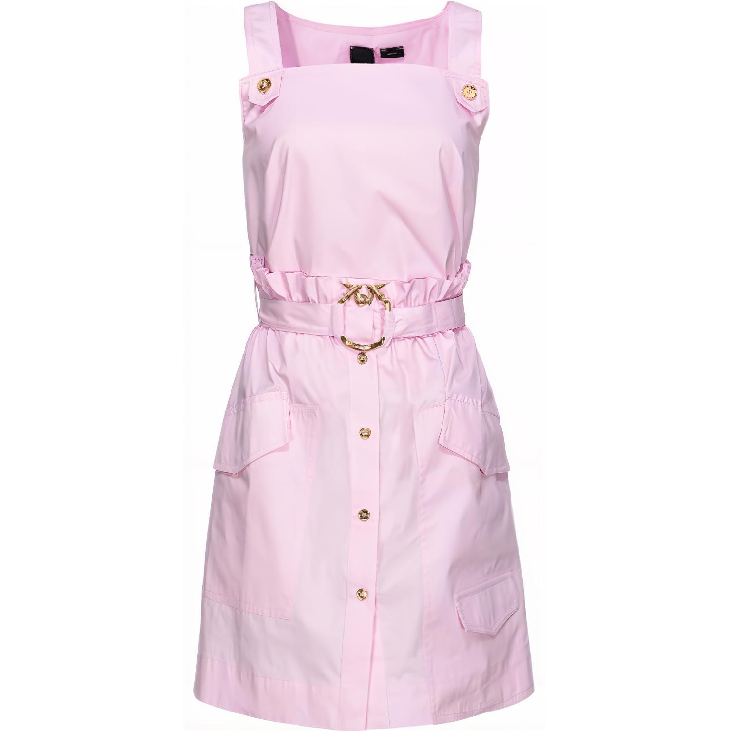 (Women) PINKO SS24  Pink Ruffle Sleeveless Mini Dress 103212A1N3-N78