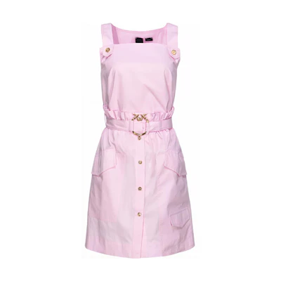 (Women) PINKO SS24 Pink Ruffle Sleeveless Mini Dress 103212A1N3-N78