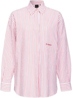 (Women) PINKO SS24 Red Striped Seersucker Long-Sleeve Shirt. 102476A1O9-ZR2 (Women) PINKO SS24 Red Striped Seersucker Long-Sleeve Shirt. 102476A1O9-ZR2