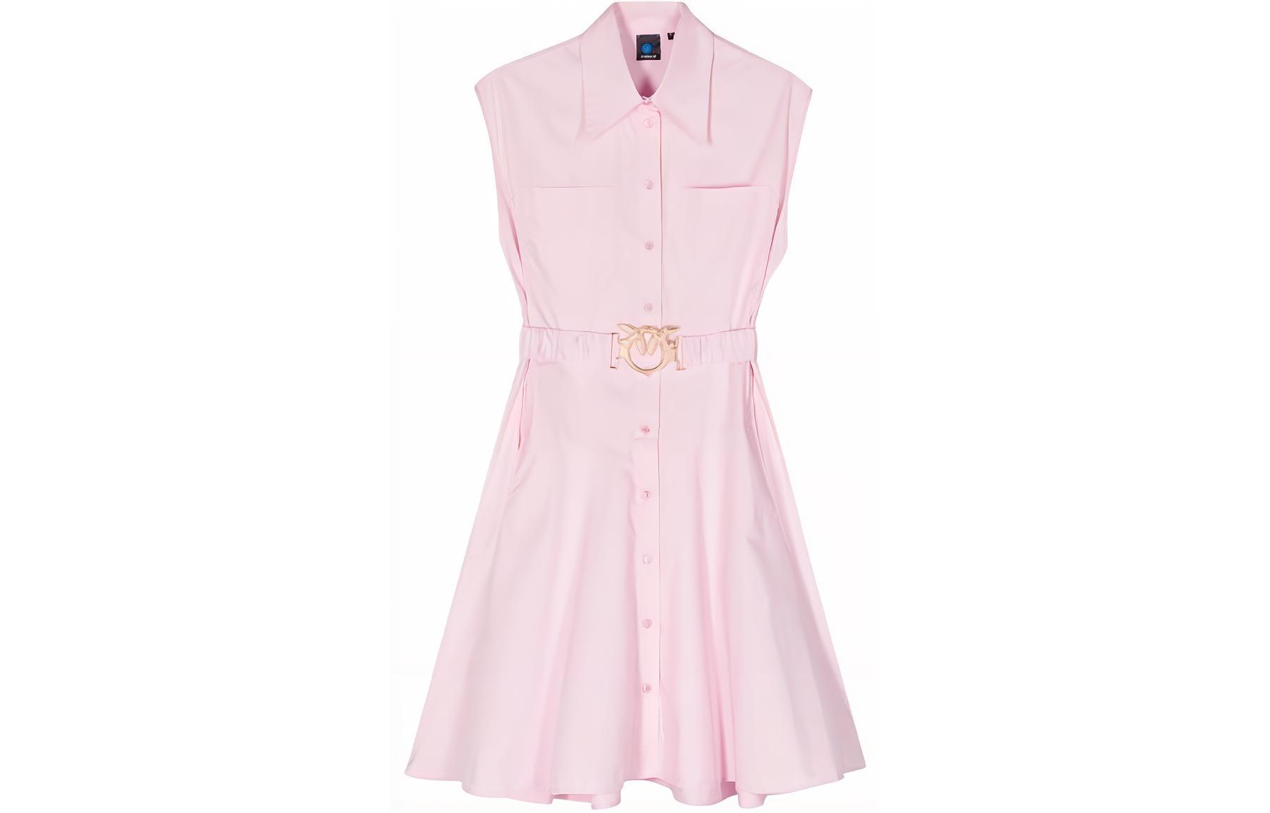 (Women) PINKO SS24  Sleeveless Belted Midi Dress in Bubblegum Pink. 103111A1P4-N78