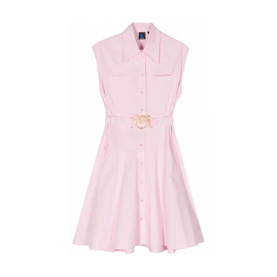 (Women) PINKO SS24 Sleeveless Belted Midi Dress in Bubblegum Pink. 103111A1P4-N78