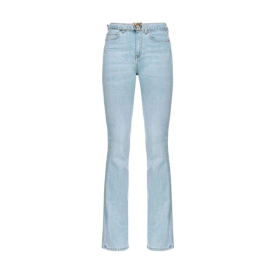 (Women) PINKO SS24 Slim Fit Light Blue Jeans with Back Logo Embroidery. 100166A1MQ-PJN