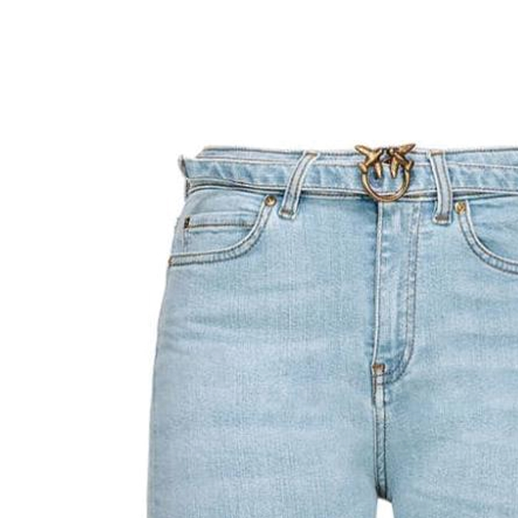 Shop (W) PINKO SS24 修身浅蓝色牛仔裤 背面Logo刺绣款式。 100166A1MQ-PJN