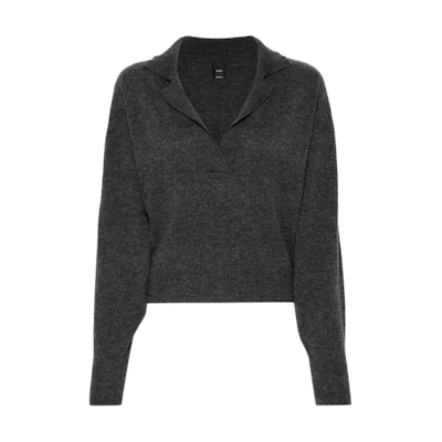 (Women) PINKO SS24 Solid Oversized Long Sleeve Pullover Sweater - Ash Gray 104050A22U-I76