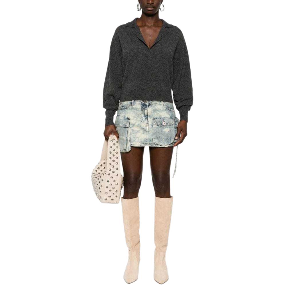 Lookbook (W) PINKO SS24 Baju Sejuk Lengan Panjang Oversized - Kelabu Abu-Abu. 104050A22U-I76