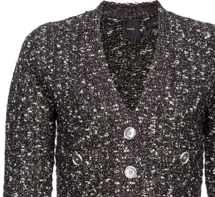 (W) PINKO SS24 Vネック テクスチャード ニット ボタンアップ クロップドジャケット - コーヒーブラウン 103963A21R-ZM7 Shop (W) PINKO SS24 Vネック テクスチャード ニット ボタンアップ クロップドジャケット - コーヒーブラウン 103963A21R-ZM7