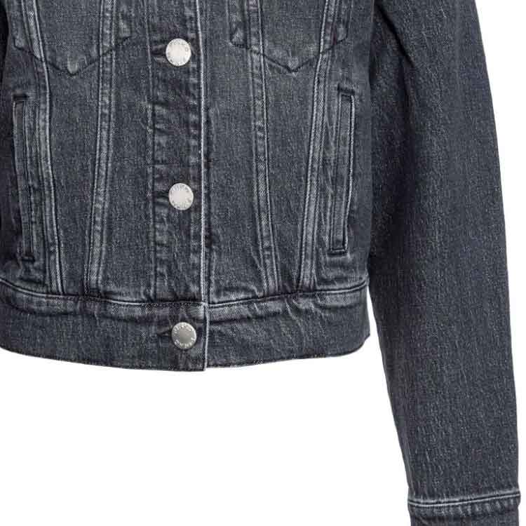 Details for (W) PINKO SS24 Jaket Denim Abu Tua Lengan Panjang Single-Breasted Terbaru 103864A20U-PJY