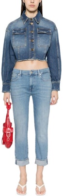 (W) PINKO SS24 Jaket Denim Fringe Slim Fit Biru. 102944A1LQ-PJZ Lookbook (W) PINKO SS24 Jaket Denim Fringe Slim Fit Biru. 102944A1LQ-PJZ