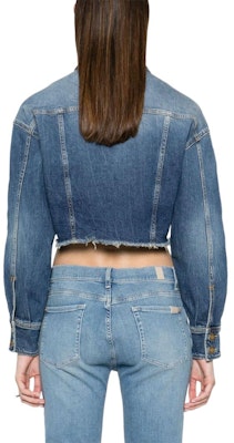 (W) PINKO SS24 Jaket Denim Fringe Slim Fit Biru. 102944A1LQ-PJZ Shop (W) PINKO SS24 Jaket Denim Fringe Slim Fit Biru. 102944A1LQ-PJZ