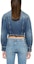Shop (W) PINKO SS24 Jaket Denim Fringe Slim Fit Biru. 102944A1LQ-PJZ