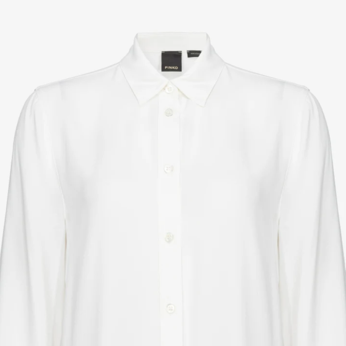 Shop (W) PINKO SS24 화이트 솔리드 컬러 긴소매 캐주얼 버튼업 셔츠 104011A207-Z00