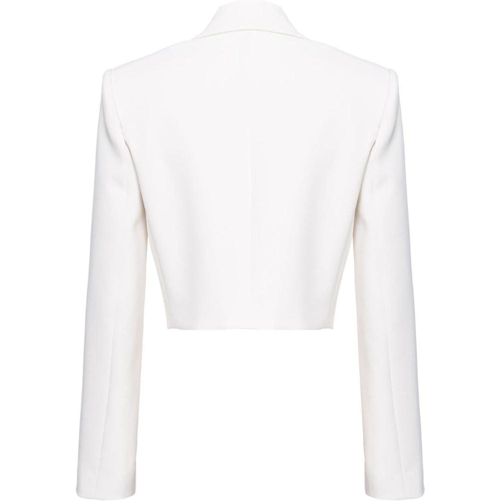 Lookbook (W) PINKO SS24 白色純色拉鍊長袖機車夾克。 104067A20A