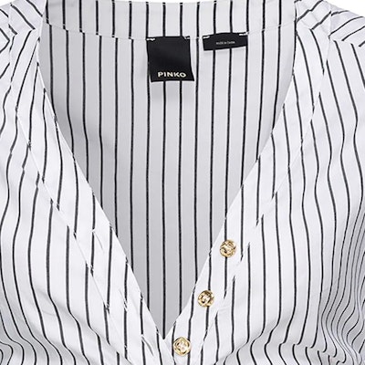 (W) PINKO SS24 白色条纹V领长袖休闲连衣裙 102773A1PF-ZZ1 Shop (W) PINKO SS24 白色条纹V领长袖休闲连衣裙 102773A1PF-ZZ1