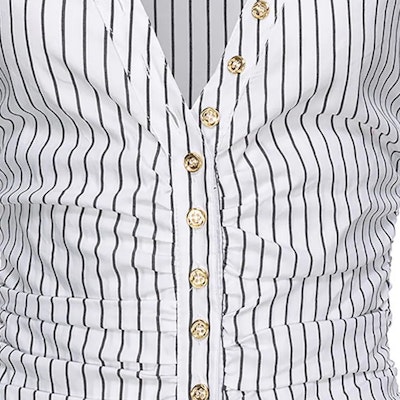 (W) PINKO SS24 白色条纹V领长袖休闲连衣裙 102773A1PF-ZZ1 Purchase (W) PINKO SS24 白色条纹V领长袖休闲连衣裙 102773A1PF-ZZ1