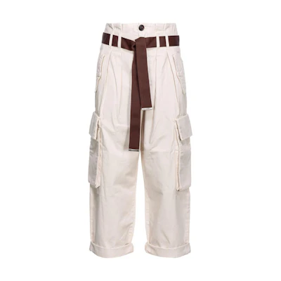 (Women) PINKO SS24 Adjustable High-Waist Wide-Leg Cargo Pants Women Beige 101840A21C-Z12