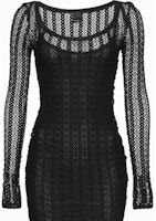 (Women) PINKO SS24 Black Hollow Knit Long-Sleeve Short Pullover Dress Women 103191A1PY-Z99 (Women) PINKO SS24 Black Hollow Knit Long-Sleeve Short Pullover Dress Women 103191A1PY-Z99
