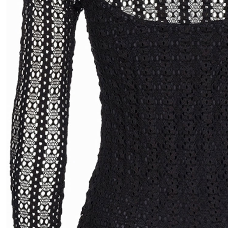 Purchase (W) PINKO SS24 黑色镂空针织长袖短款毛衣连衣裙 女款 103191A1PY-Z99