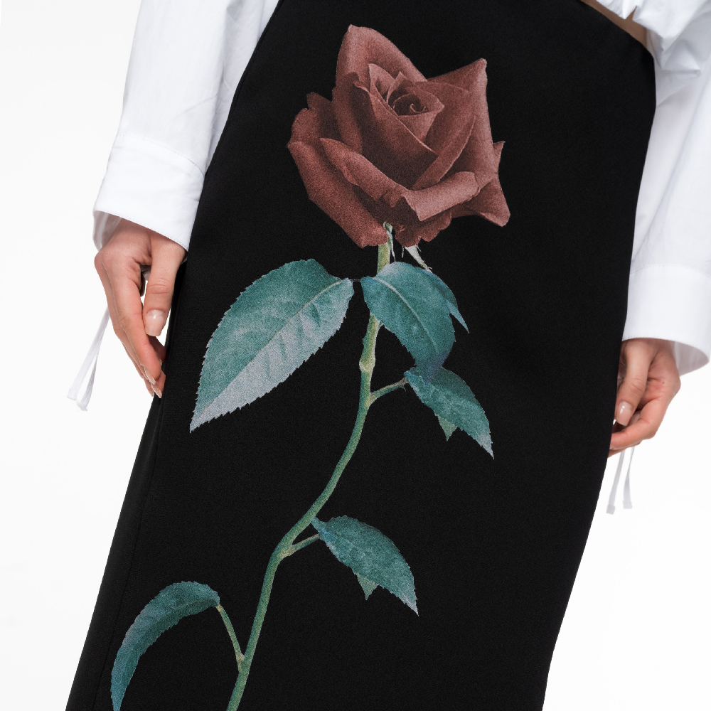 Sizing (W) PINKO SS24 黑色玫瑰印花中長款休閒洋裝 女款 104273A265-ZPS