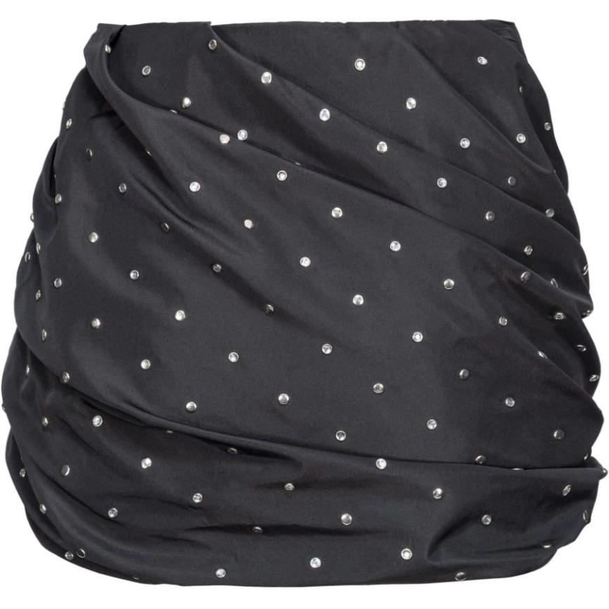 Lookbook (W) PINKO SS24黑色铆钉褶皱拉链休闲裙女款 103811A1ZZ-Z99