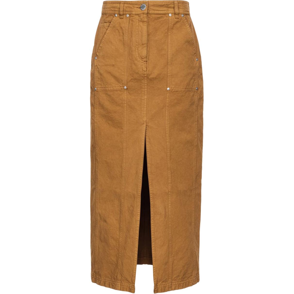 Order (W) PINKO SS24 Skirt Brown Studded Utility Split Hem Kasual Wanita. 104005A242-L25