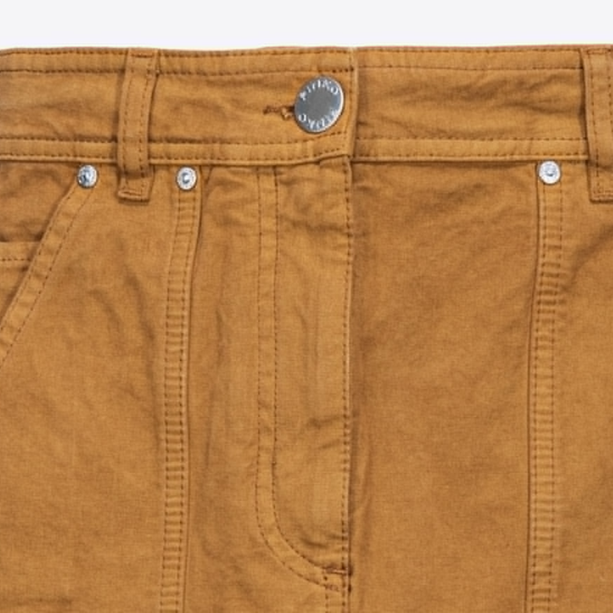 Shop (W) PINKO SS24 Skirt Brown Studded Utility Split Hem Kasual Wanita. 104005A242-L25