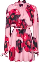 (Women) PINKO SS24 Floral Print High-Neck Backless Long-Sleeve Dress Women Pink 103958A23P (Women) PINKO SS24 Floral Print High-Neck Backless Long-Sleeve Dress Women Pink 103958A23P