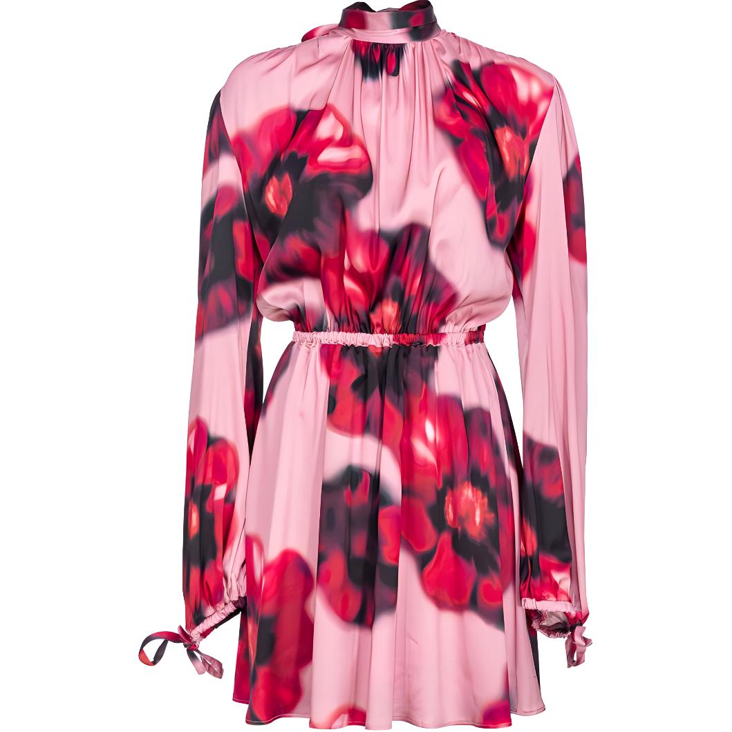 Order (W) PINKO SS24 花卉印花高領露背長袖連衣裙 女士 粉色 103958A23P