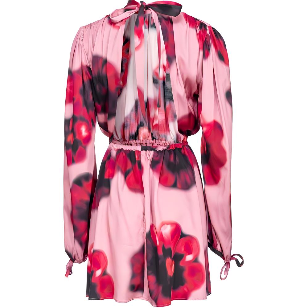 Lookbook (W) PINKO SS24 花卉印花高領露背長袖連衣裙 女士 粉色 103958A23P