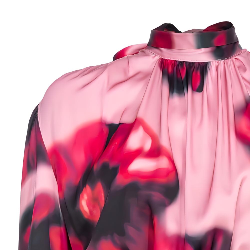 Shop (W) PINKO SS24 花卉印花高領露背長袖連衣裙 女士 粉色 103958A23P