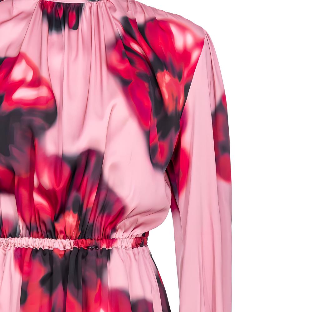 Details for (W) PINKO SS24 花卉印花高領露背長袖連衣裙 女士 粉色 103958A23P