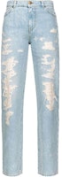 (Women) PINKO SS24 Light Blue Straight-Leg Jeans with Vintage Letter Embroidery. 102908A1JJ-PJP (Women) PINKO SS24 Light Blue Straight-Leg Jeans with Vintage Letter Embroidery. 102908A1JJ-PJP