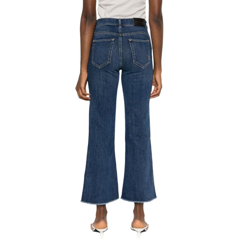 Shop (W) PINKO SS24 中腰喇叭破洞毛邊牛仔褲 靛藍色 103860A20M-PJZ