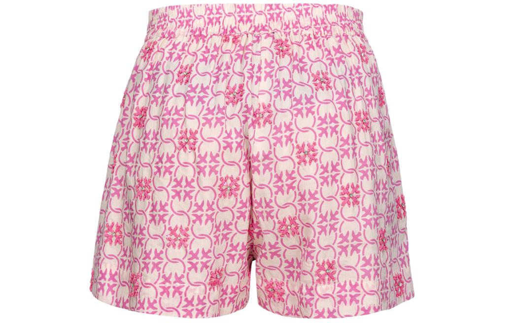 Lookbook (W) PINKO SS24 粉色刺繡字母徽章棉紗休閒短褲. 103192A1Q1-DN3