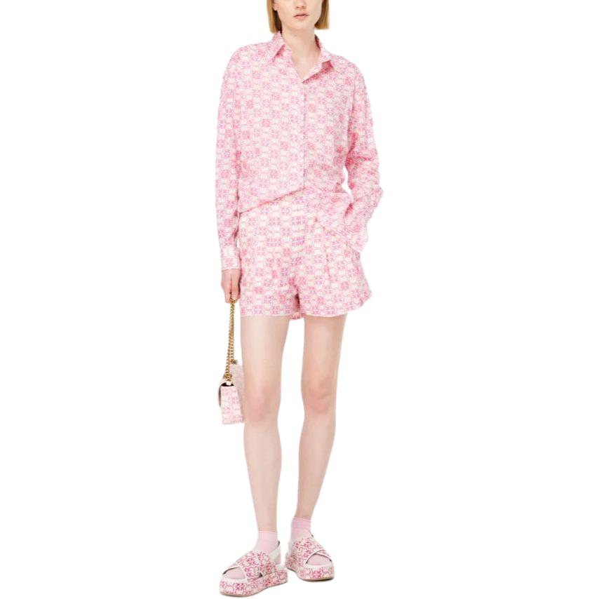 Purchase (W) PINKO SS24 粉色刺繡字母徽章棉紗休閒短褲. 103192A1Q1-DN3
