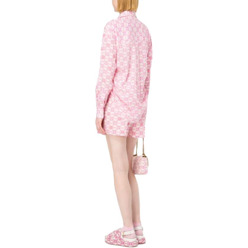 Details for (W) PINKO SS24 粉色刺繡字母徽章棉紗休閒短褲. 103192A1Q1-DN3