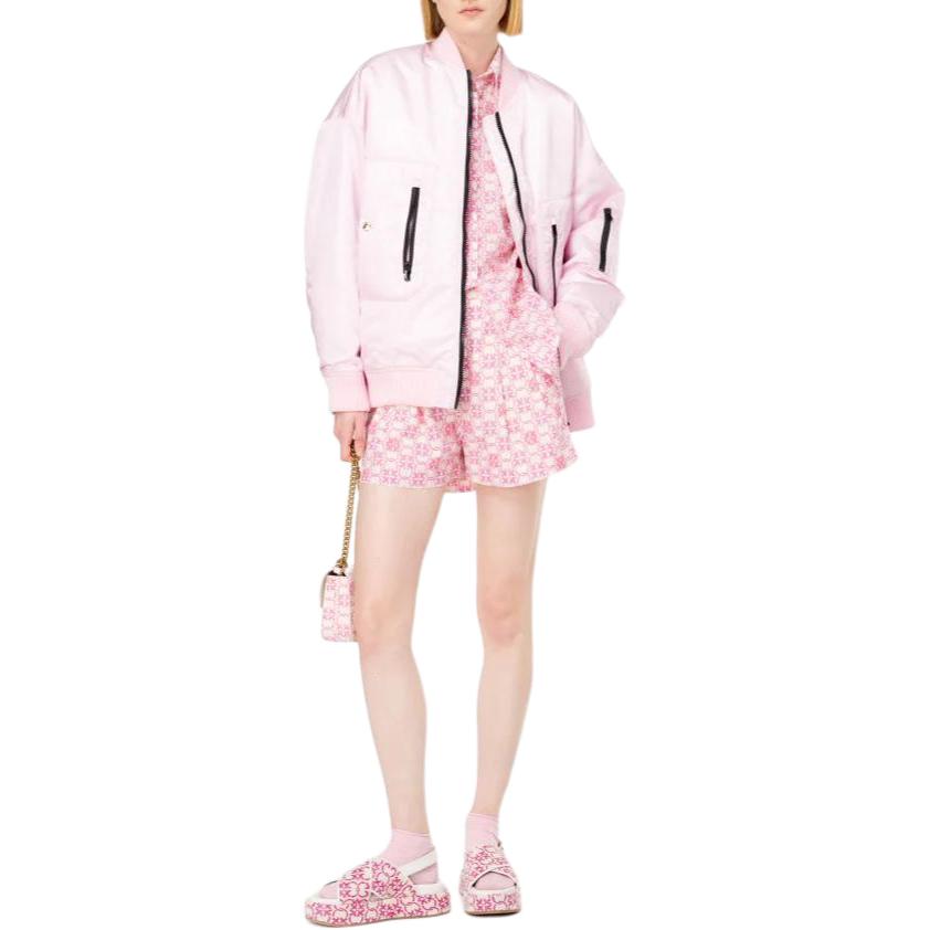 Cheap (W) PINKO SS24 粉色刺繡字母徽章棉紗休閒短褲. 103192A1Q1-DN3