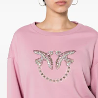 Details for (W) PINKO SS24 女款粉色水鑽裝飾寬鬆長袖上衣 100534A1R8-N98