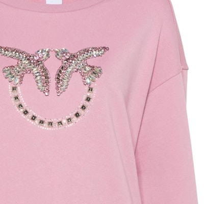 (W) PINKO SS24 女款粉色水鑽裝飾寬鬆長袖上衣 100534A1R8-N98 Sizing (W) PINKO SS24 女款粉色水鑽裝飾寬鬆長袖上衣 100534A1R8-N98