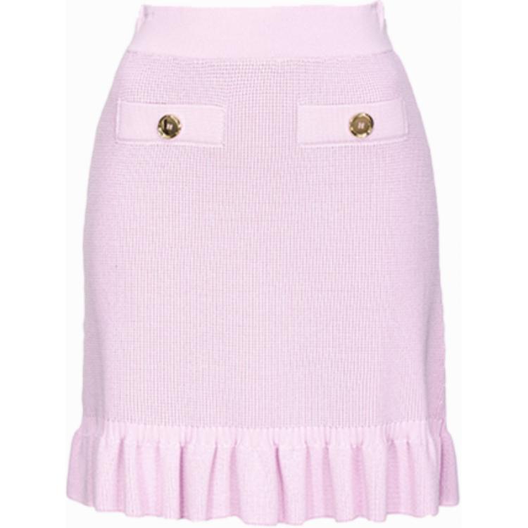 Order (W) PINKO SS24 荷叶边针织中腰休闲半身裙女款粉色 103163A1Q3-N78