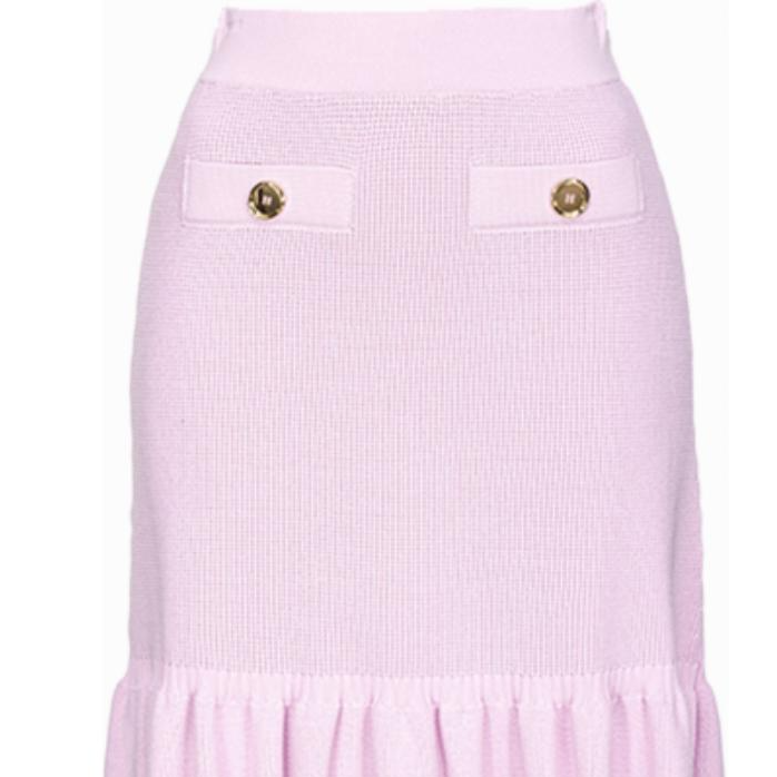 Lookbook (W) PINKO SS24 荷叶边针织中腰休闲半身裙女款粉色 103163A1Q3-N78