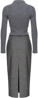 (W) PINKO SS24女士修身灰色中长连衣裙带拉链翻领和开叉设计。 104235A25M-ZI2 Lookbook (W) PINKO SS24女士修身灰色中长连衣裙带拉链翻领和开叉设计。 104235A25M-ZI2