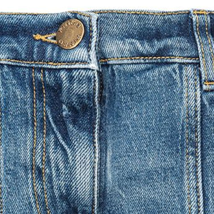 Shop (W) PINKO SS24 Skirt Jeans Mini Zip & Poket Sisi Wanita Biru 102913A1LP-PJR