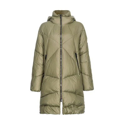 (Women) PINKO SS24 Solid Quilted Hooded Cotton Jacket Women’s Light Green 103823A1ZS